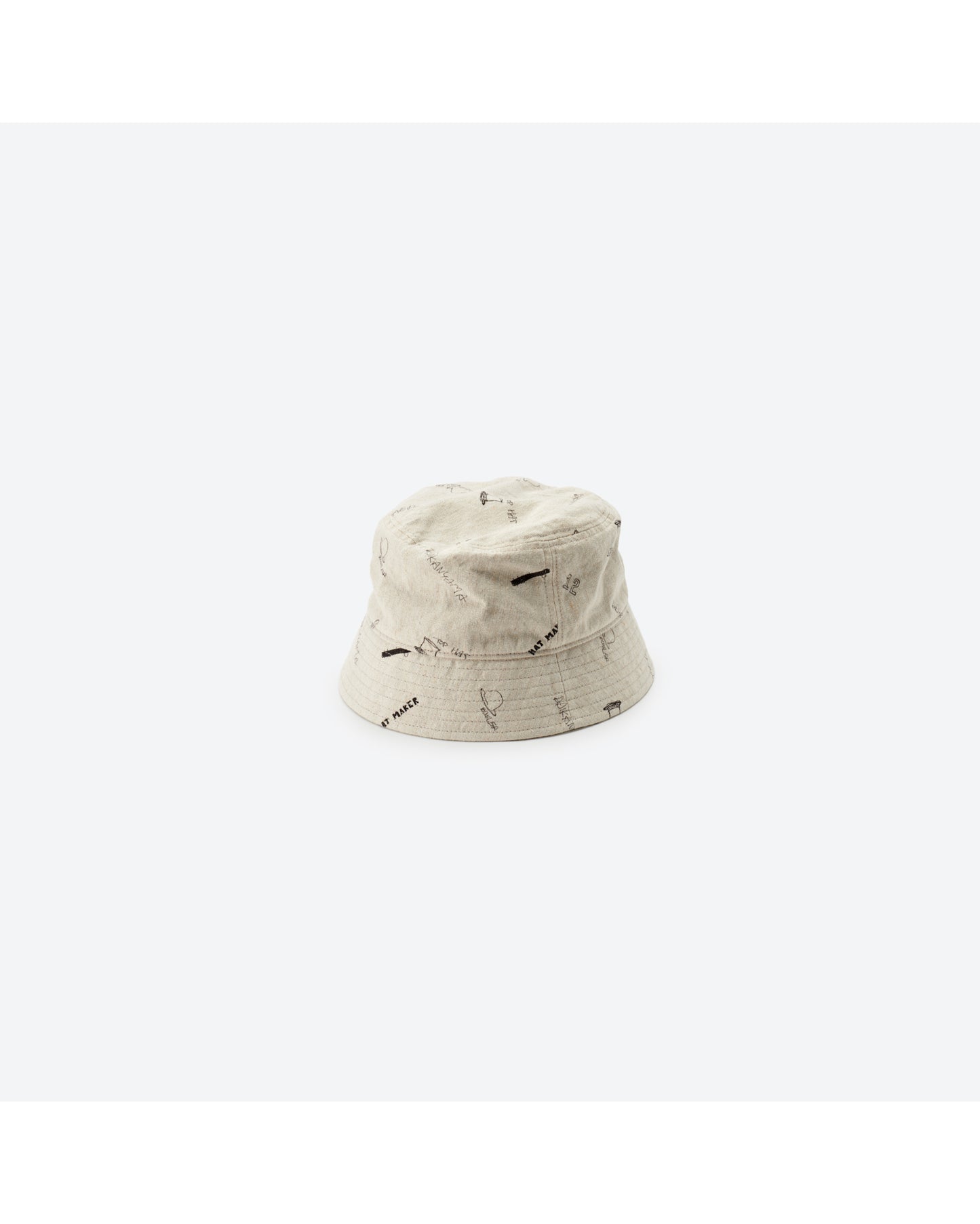 LINEN COTTON PRINTED TIGHT BUCKET HAT IVORY