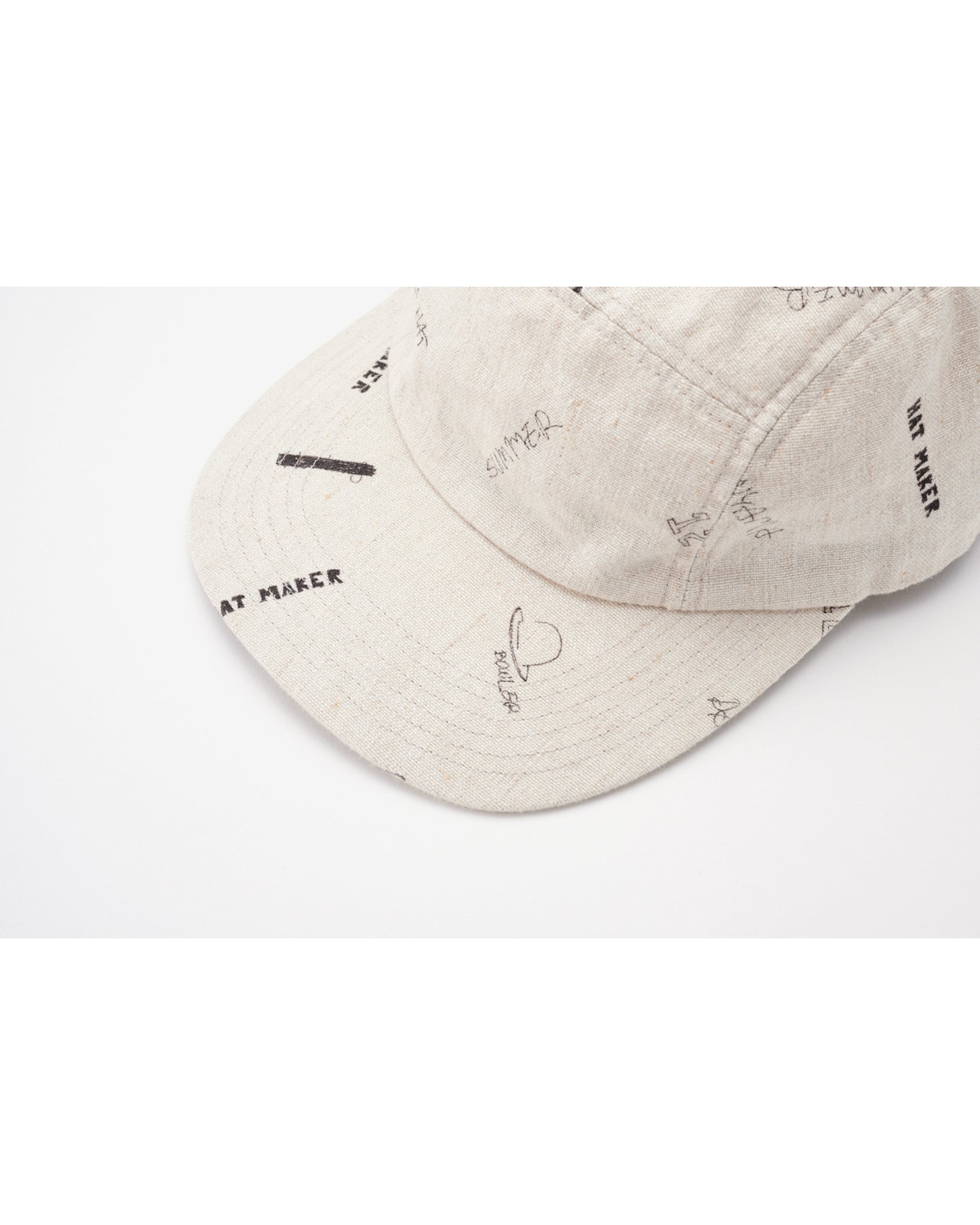 LINEN COTTON PRINTED JET CAP IVORY
