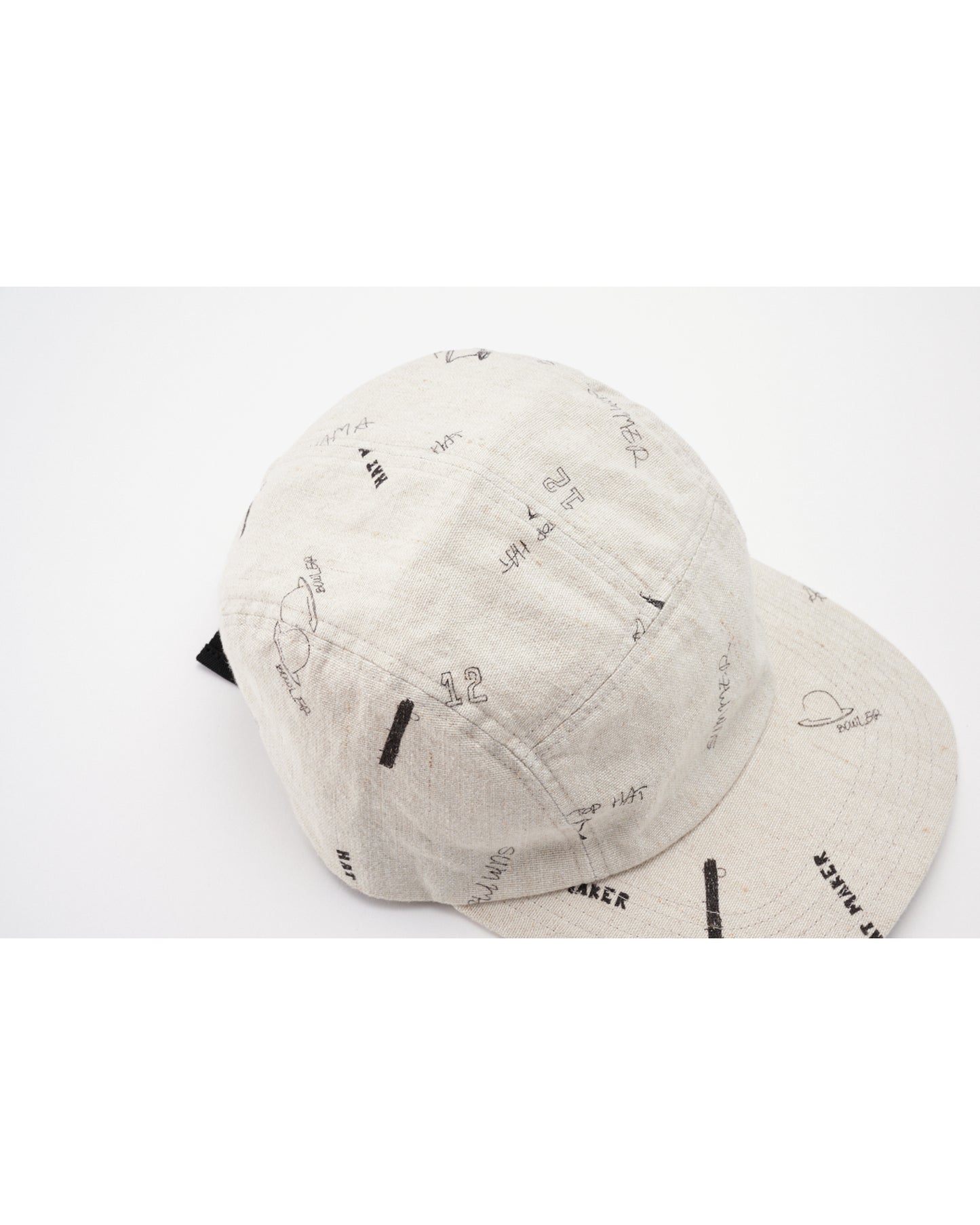 LINEN COTTON PRINTED JET CAP IVORY