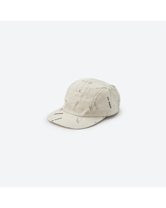 LINEN COTTON PRINTED JET CAP IVORY