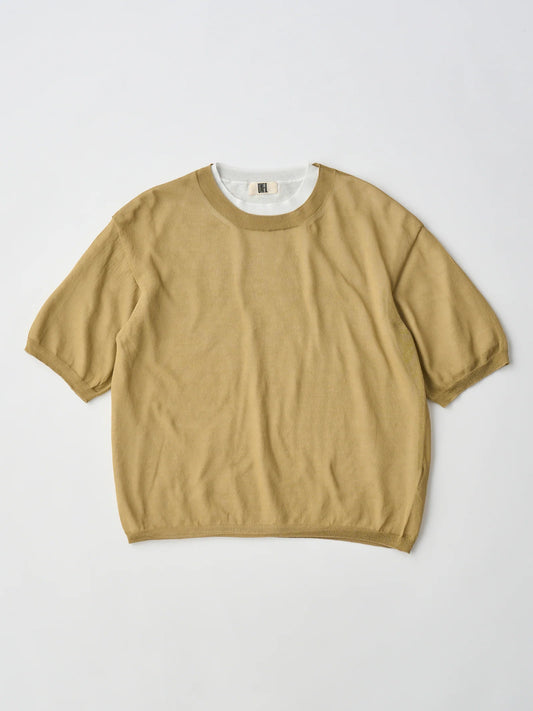 high-twisted cotton sheer knit layered P/O