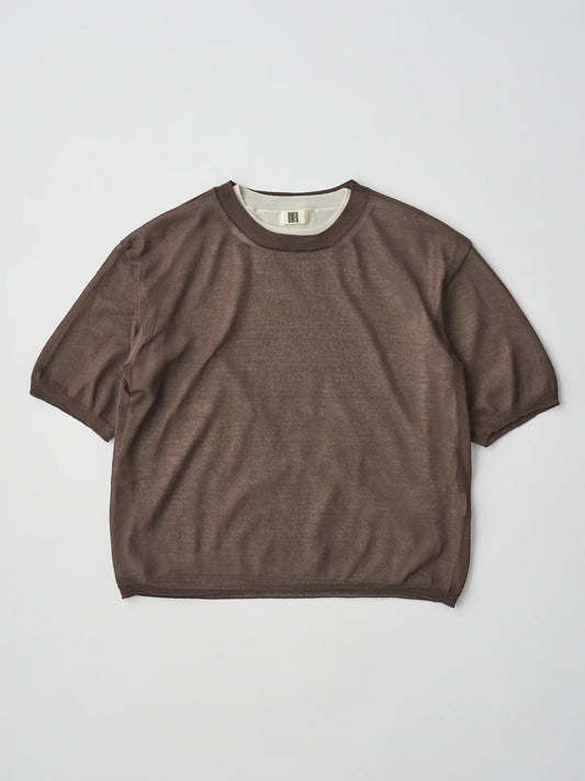high-twisted cotton sheer knit layered P/O