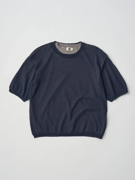 high-twisted cotton sheer knit layered P/O