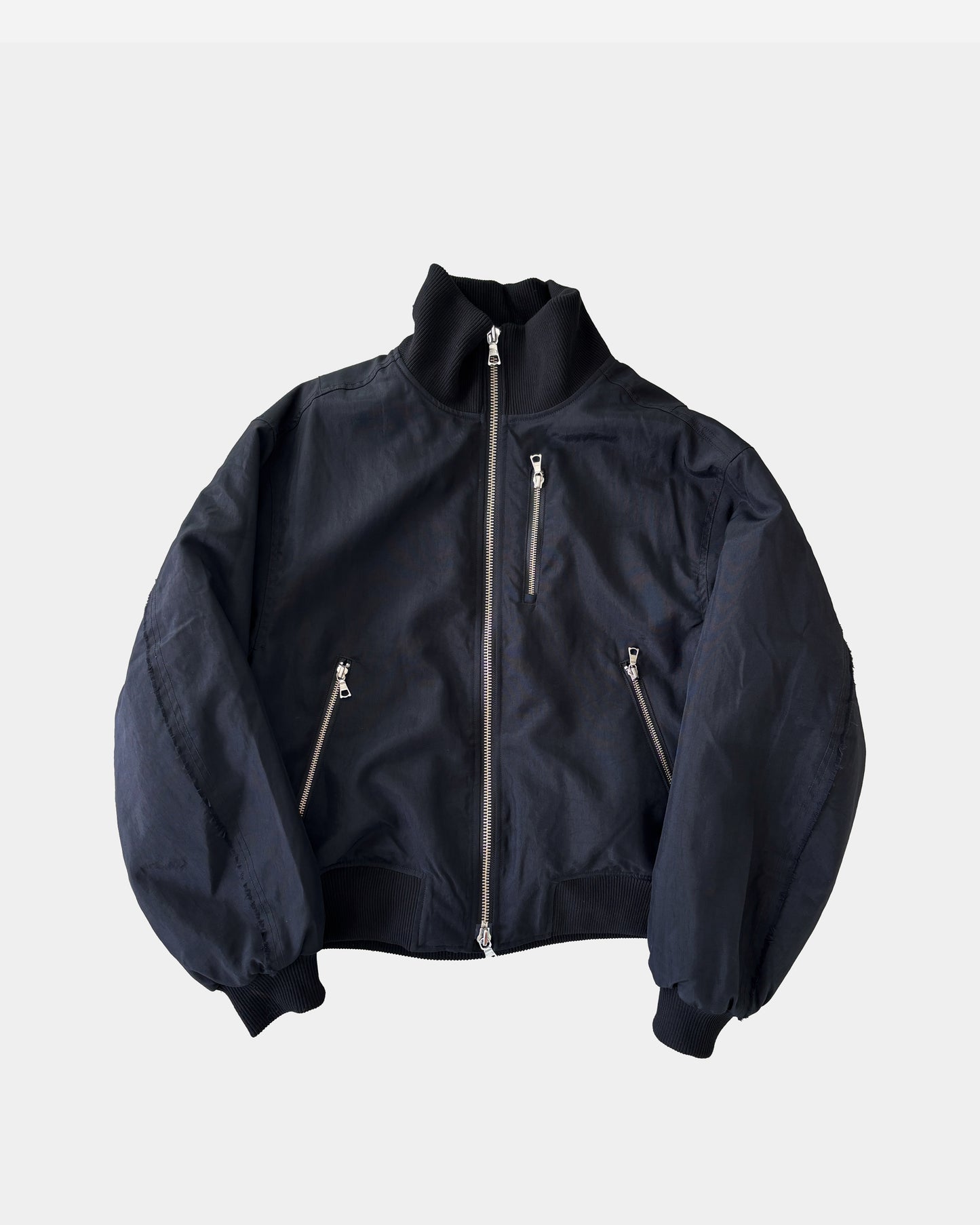 HIGH COLLAR RAW EDGE MILLITARY BOMBER