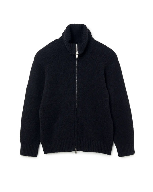 HIKER HIGH NECK ZIP BLOUSON WOOL BOUCLE KNIT