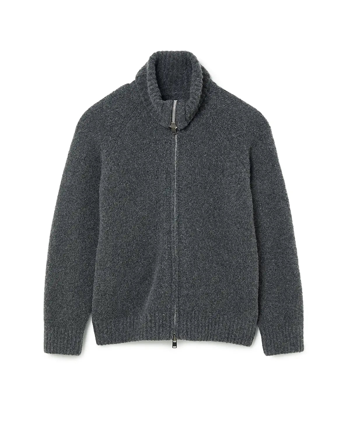 HIKER HIGH NECK ZIP BLOUSON WOOL BOUCLE KNIT