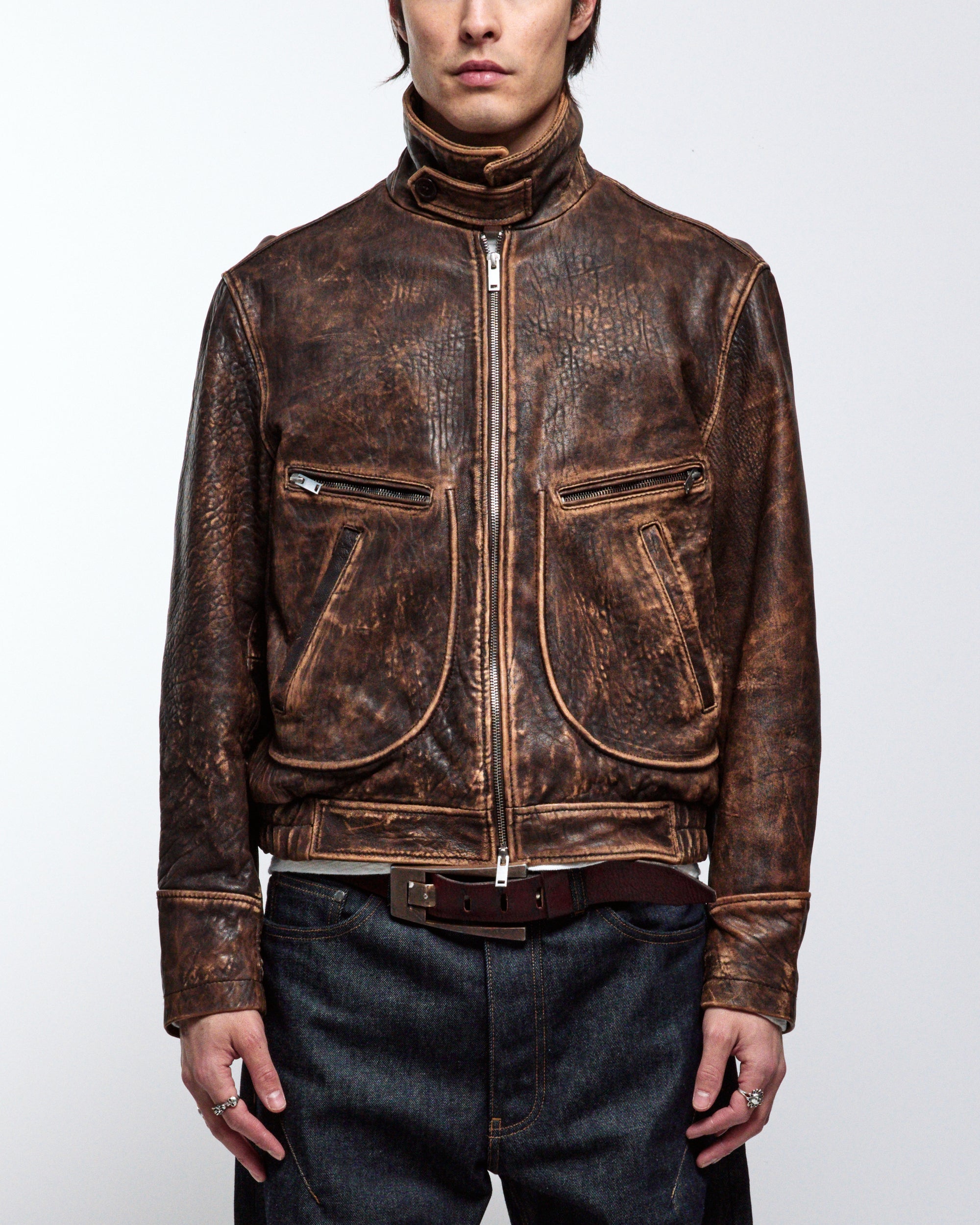 K*様 Aero Leathers ブラウンレザージャケット サイズ36 AERO LEATHER◇レザージャケット・ブルゾン/36/レザー/BRW/steerhide