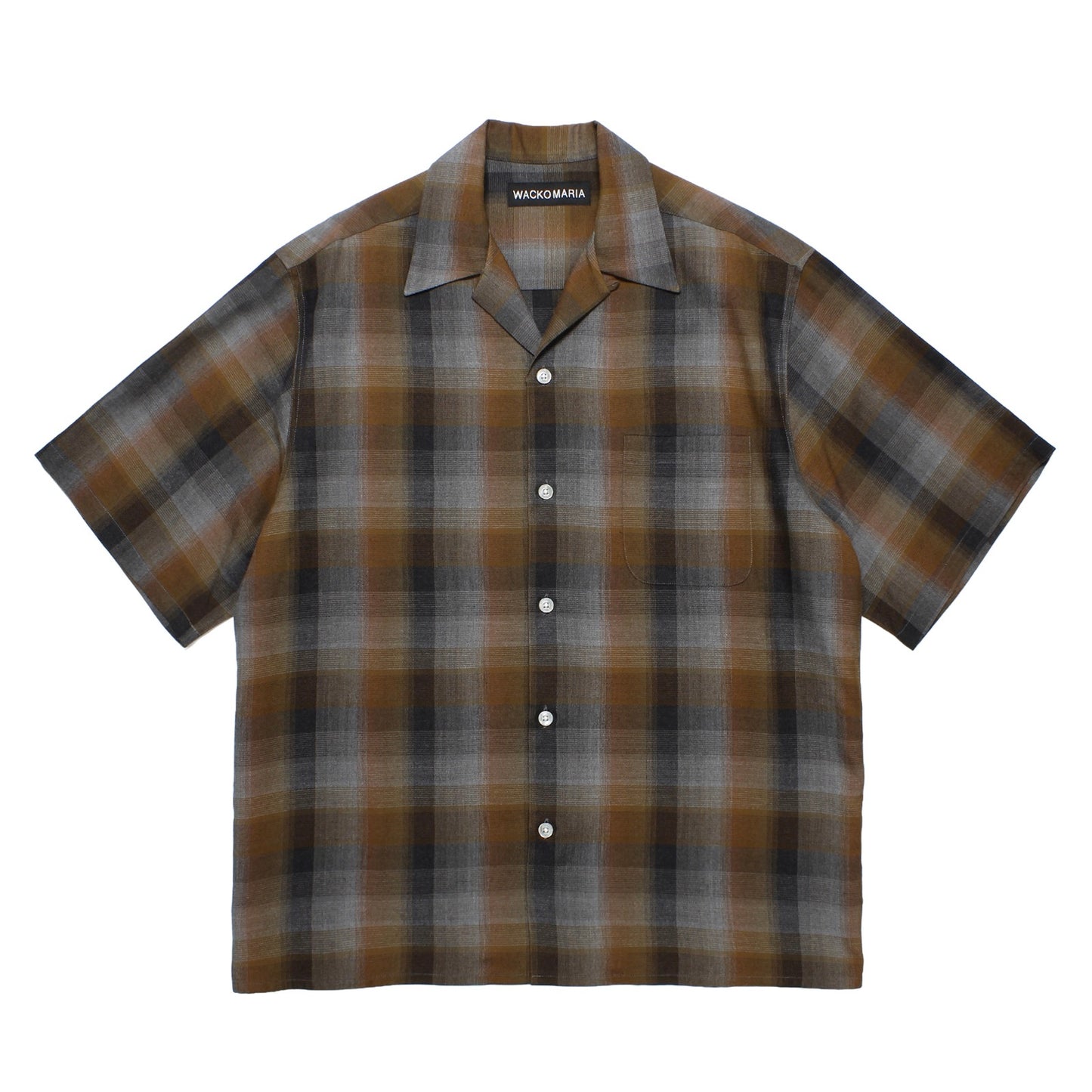 OMBRE CHECK OPEN COLLAR SHIRT S/S ( TYPE-1 )