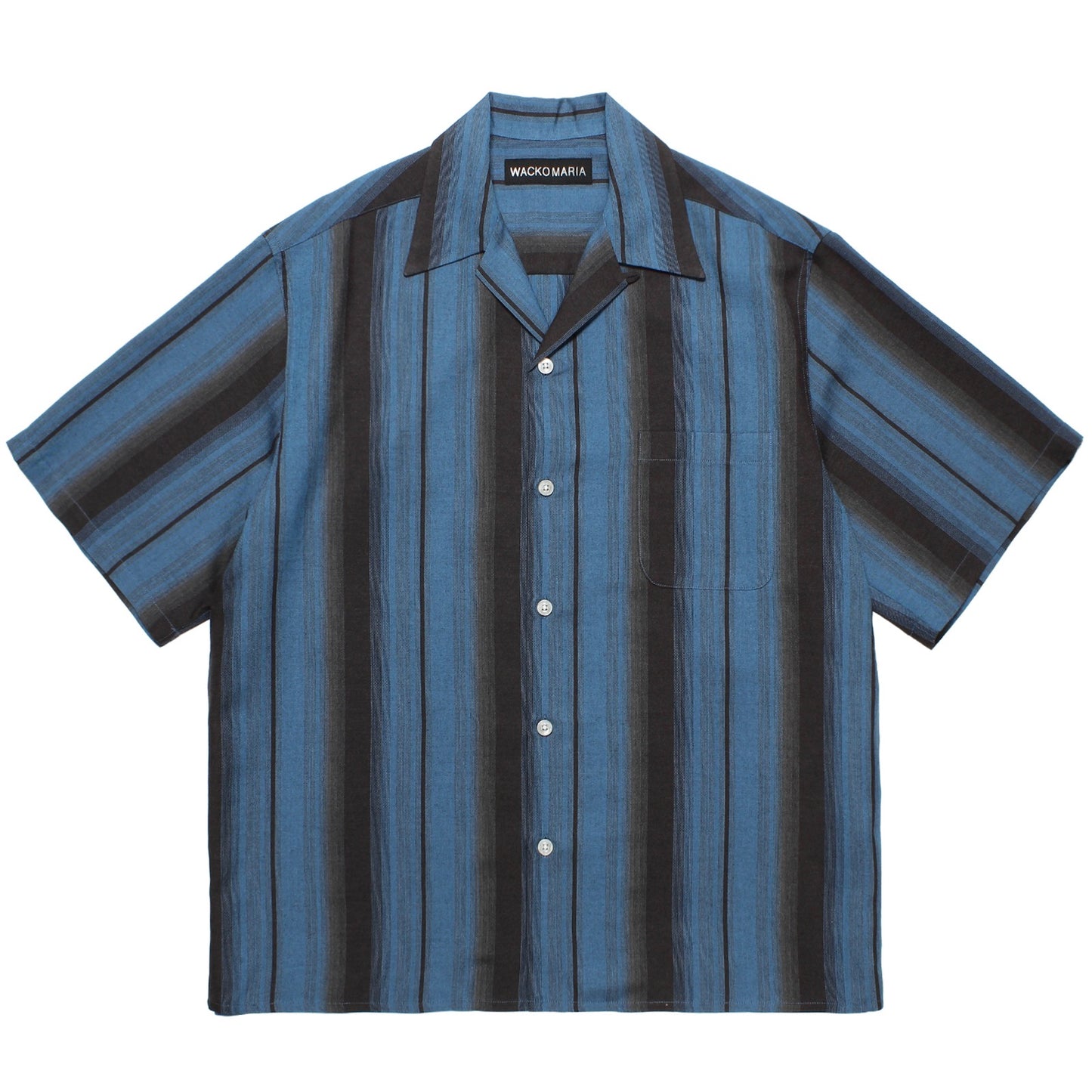 OMBRE STRIPED OPEN COLLAR SHIRT S/S