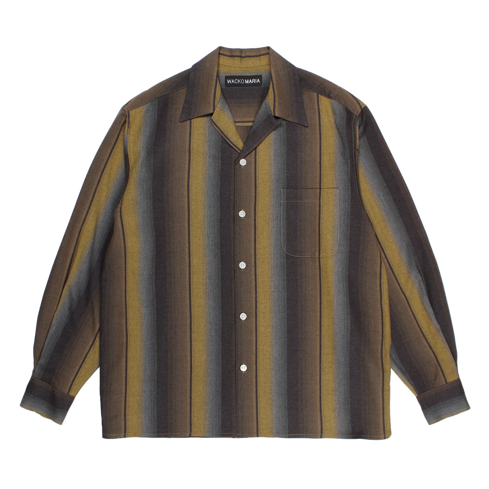 WACKO MARIA 60s OMBRE RAYON SHIRTS Mサイズ OMBRE STRIPED OPEN COLLAR SHIRT L/S – TIME AFTER TIME