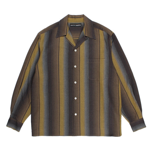 OMBRE STRIPED OPEN COLLAR SHIRT L/S