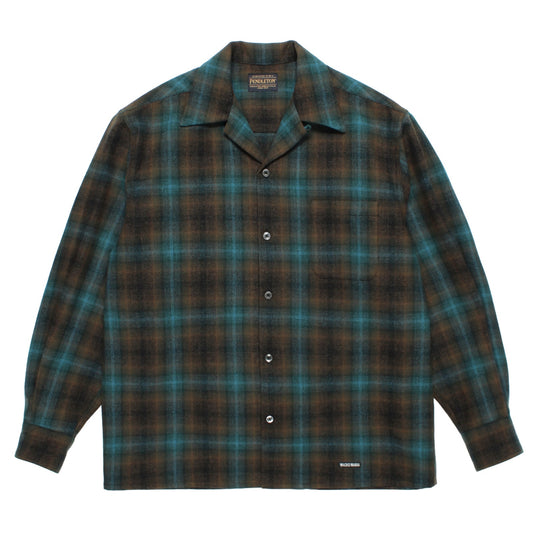 WOOL OMBRE CHECK OPEN COLLAR SHIRT L/S ( TYPE-1 )