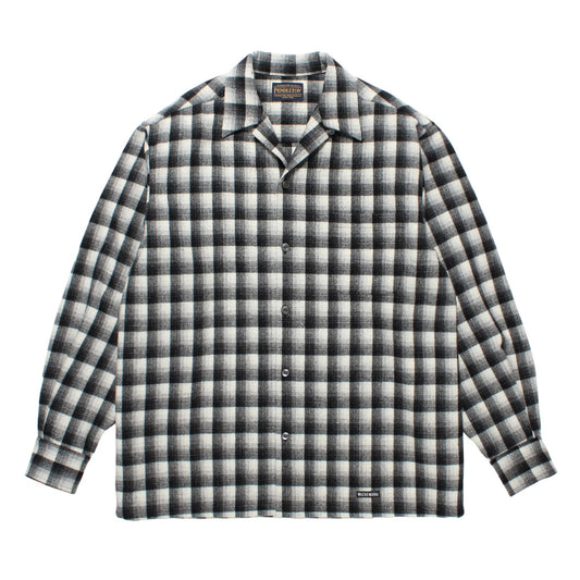WOOL OMBRE CHECK OPEN COLLAR SHIRT L/S ( TYPE-1 )