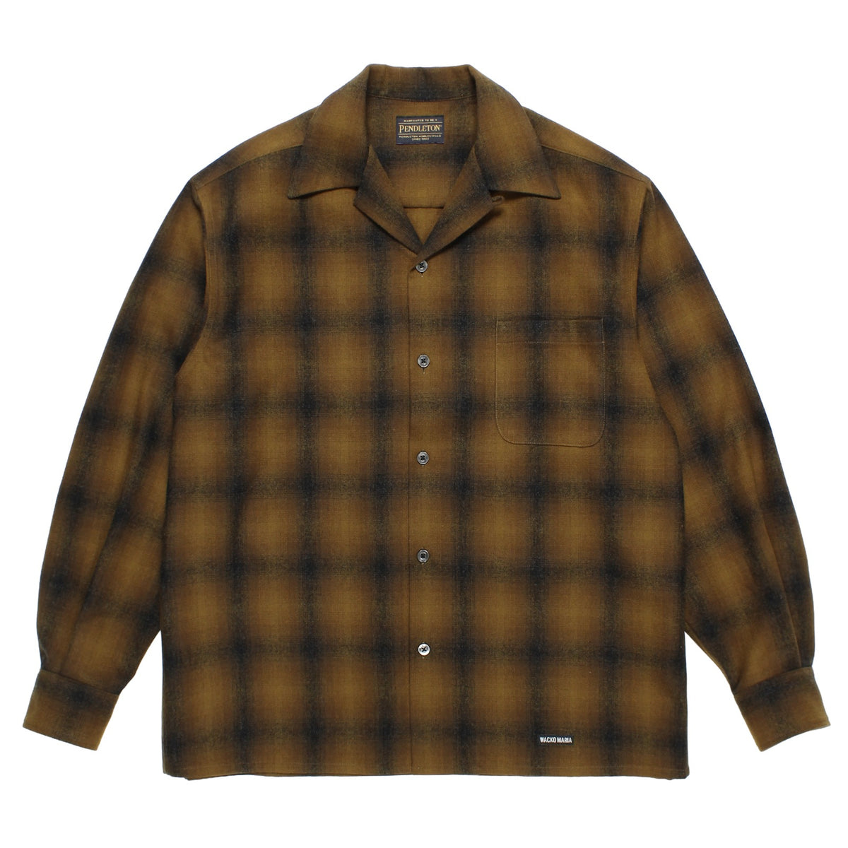 WOOL OMBRE CHECK OPEN COLLAR SHIRT L/S ( TYPE-2 )