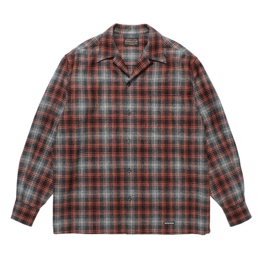 WOOL OMBRE CHECK OPEN COLLAR SHIRT L/S ( TYPE-2 )