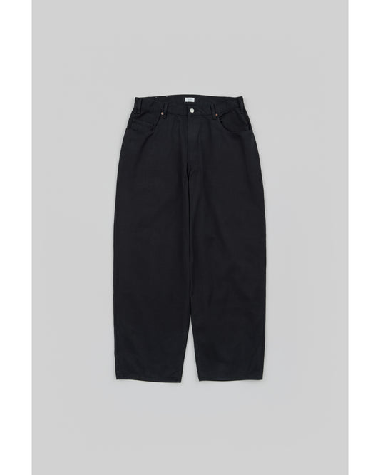 Cotton Twill Football Oval 5 Pocket Pants (One Wash) Black