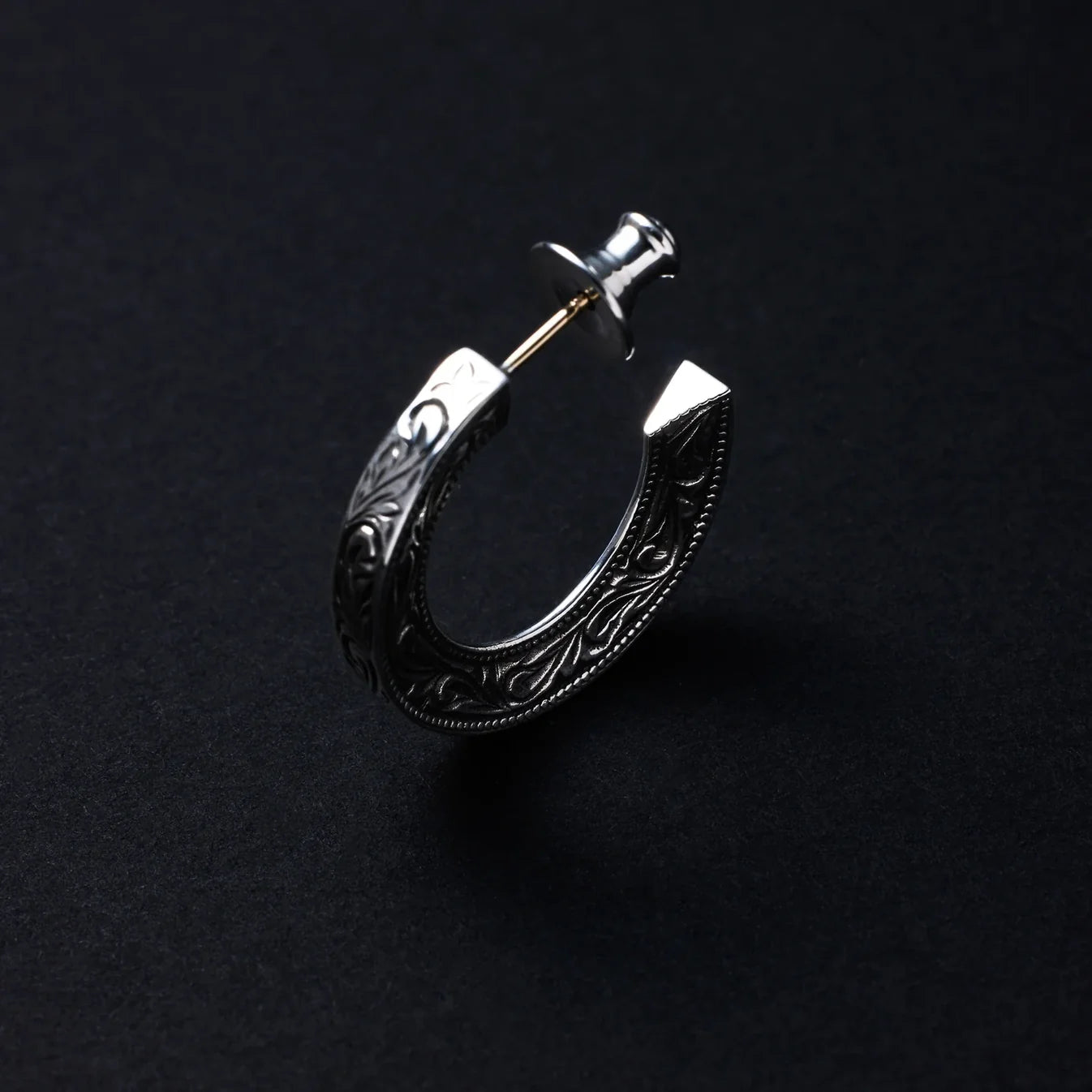 Engraved Triangle Earring (Silver)