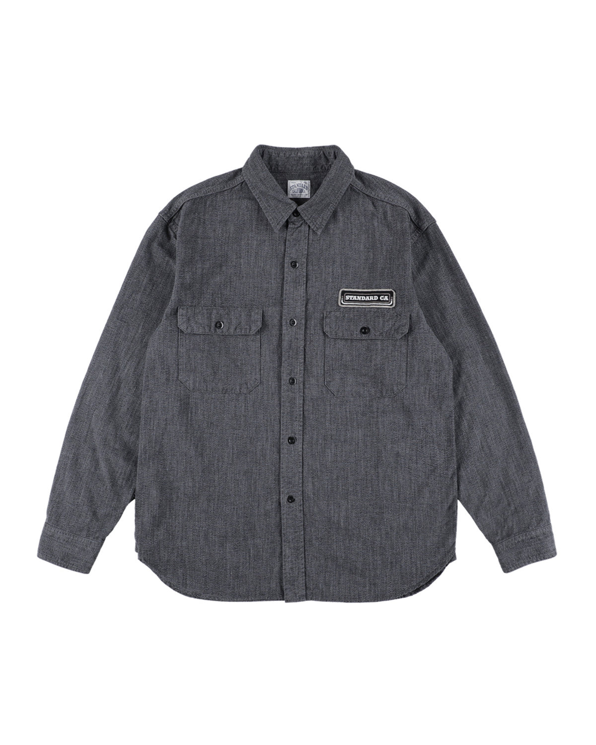 SD Logo Patch Black Chambray Work Shirt Vintage Wash