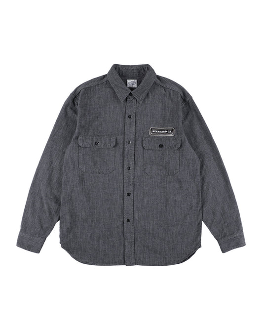 SD Logo Patch Black Chambray Work Shirt Vintage Wash
