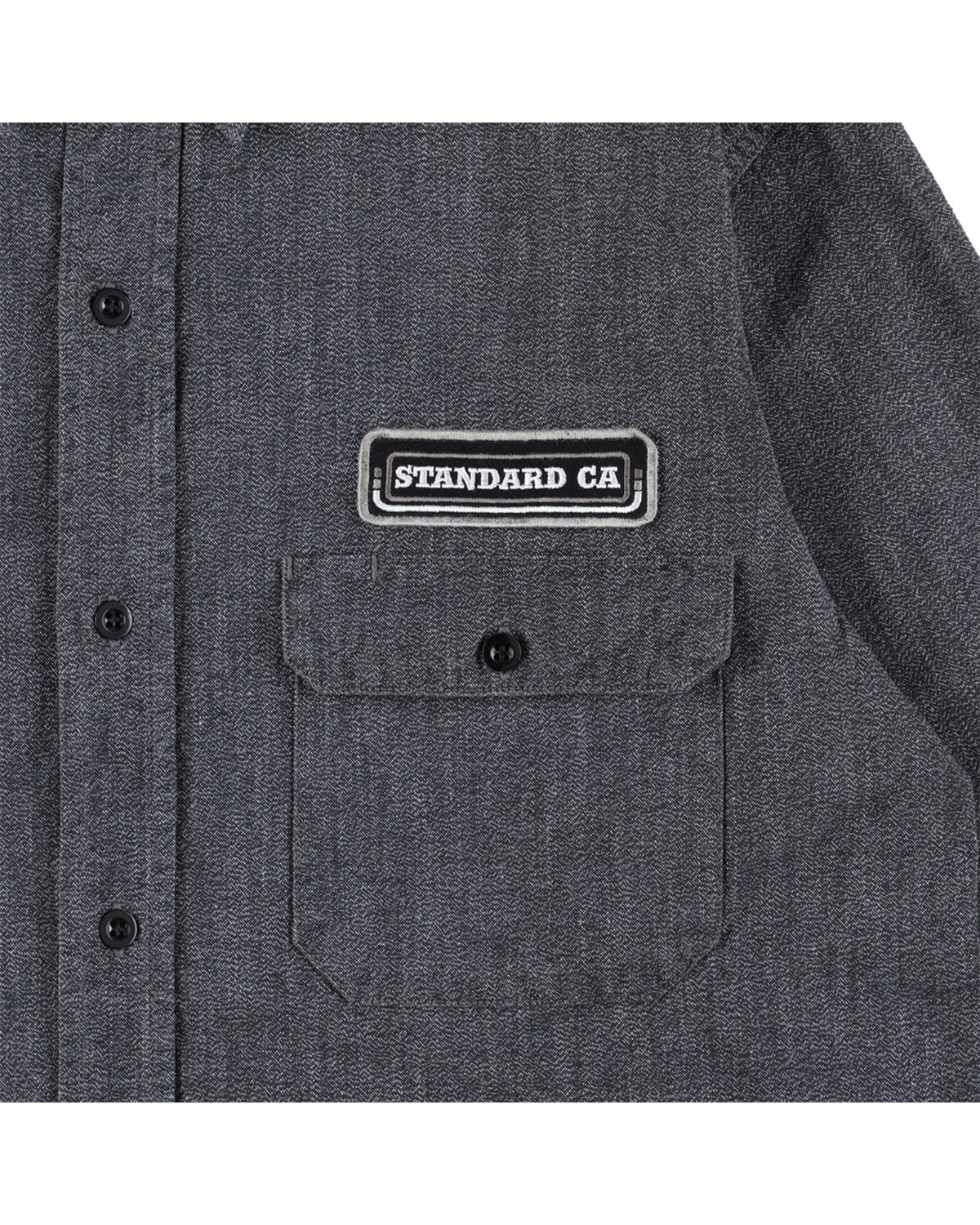 SD Logo Patch Black Chambray Work Shirt Vintage Wash