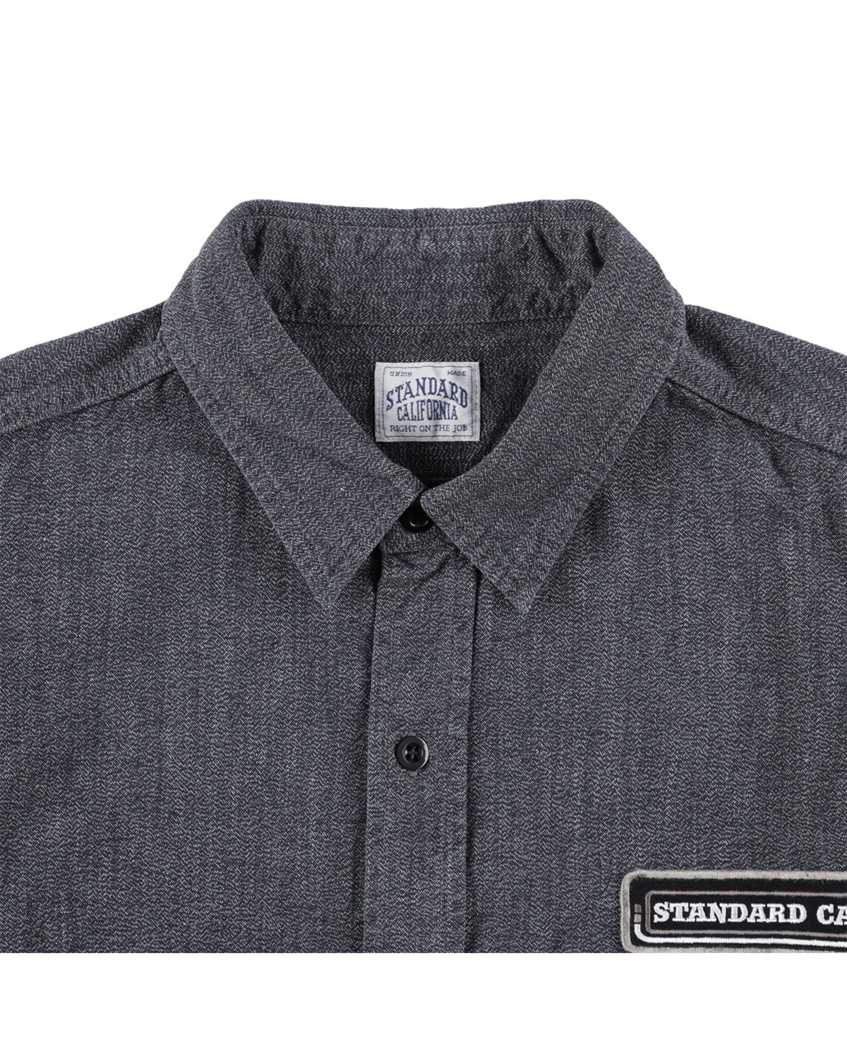 SD Logo Patch Black Chambray Work Shirt Vintage Wash