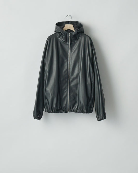 LEATHER HOODED SHORT JACKET