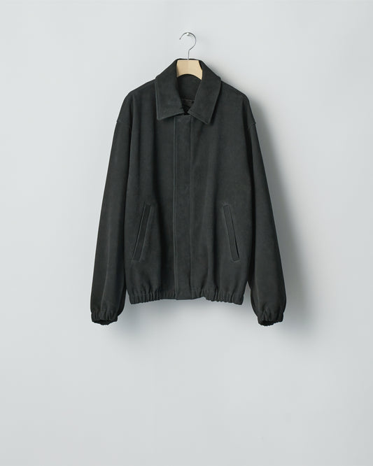 COW SUEDE ZIP SHORT JACKET BLACK