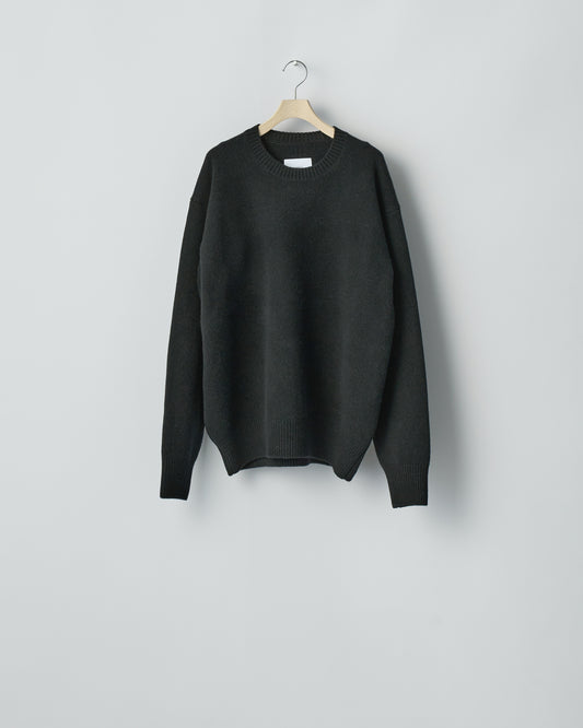 EXTRA FINE WOOL WARM KNIT CREW NECK LS  BLACK
