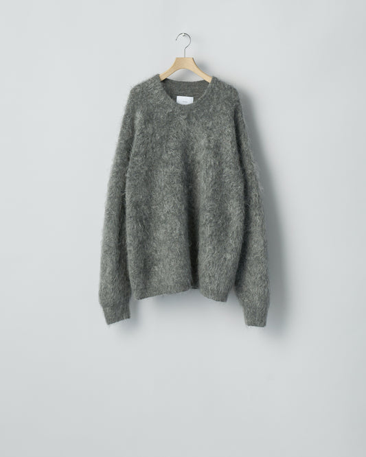 KID MOHAIR KNIT CREW NECK LS  GREY
