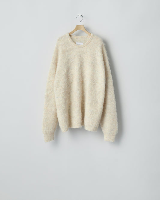 KID MOHAIR KNIT CREW NECK LS  MIX WHITE
