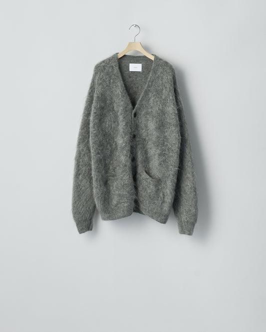 KID MOHAIR KNIT VNECK CARDIGAN  GREY