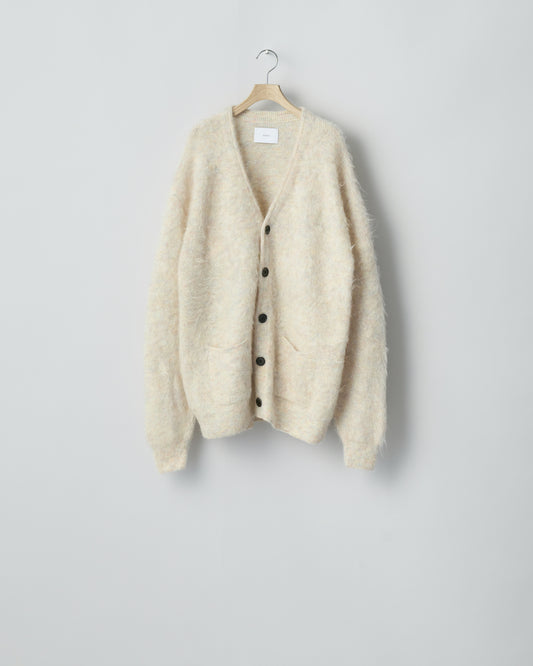 KID MOHAIR KNIT VNECK CARDIGAN  MIX WHITE