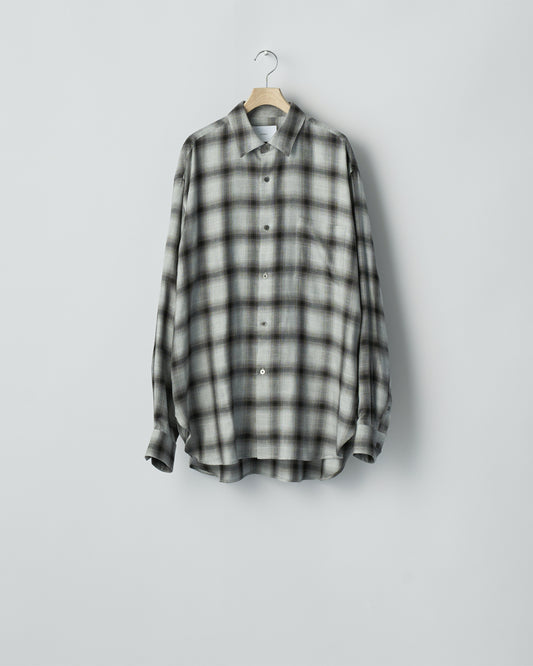 RAYON/LYOCELL CHECK OVERSIZED DOWN PAT SHIRT BLACK OMBRE