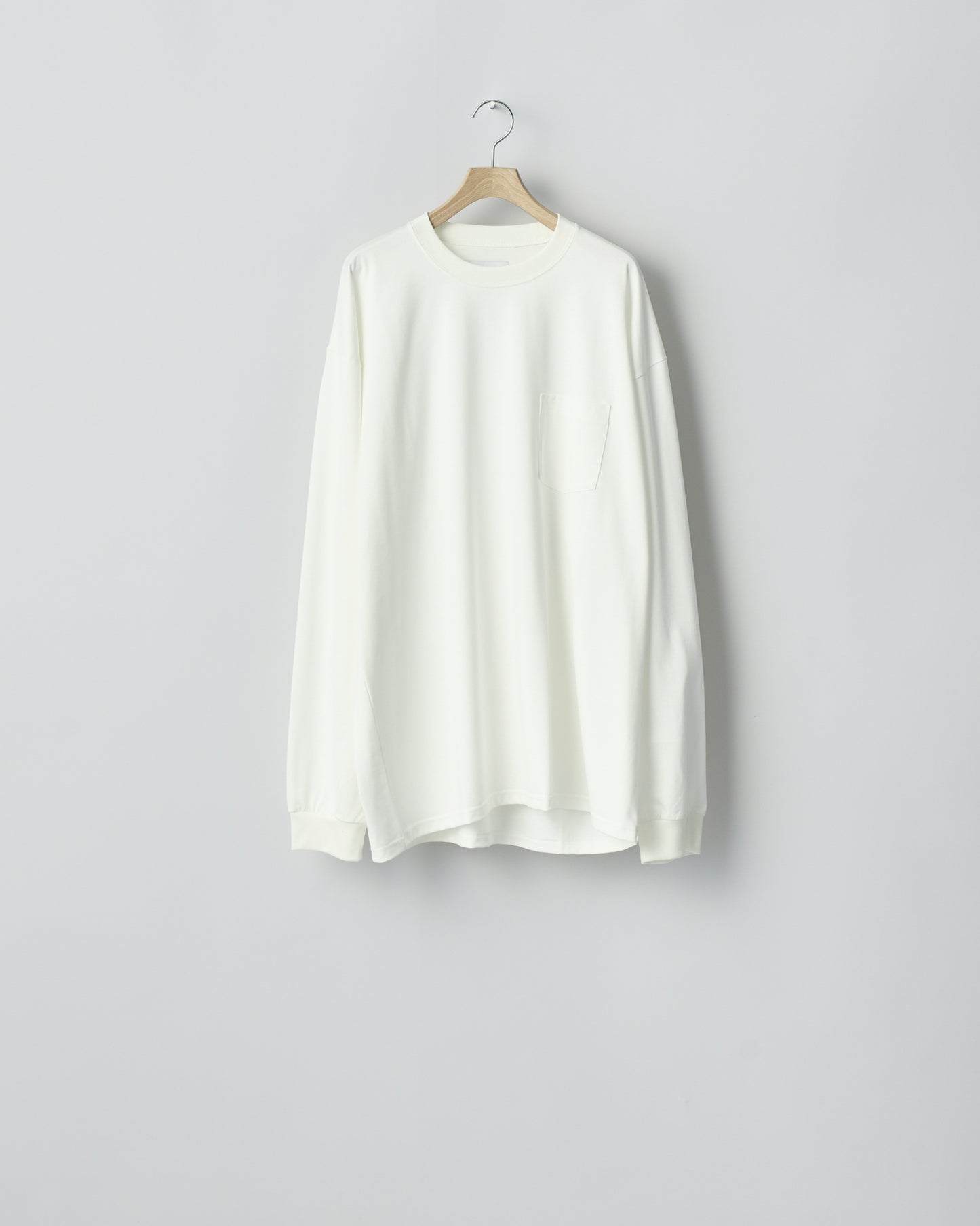 OVERSIZED LONG SLEEVE TEE POCKET TEE  WHITE