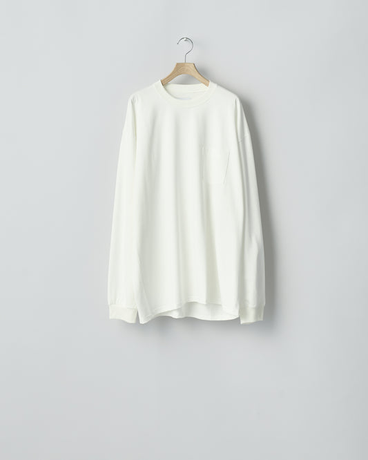 OVERSIZED LONG SLEEVE TEE POCKET TEE  WHITE
