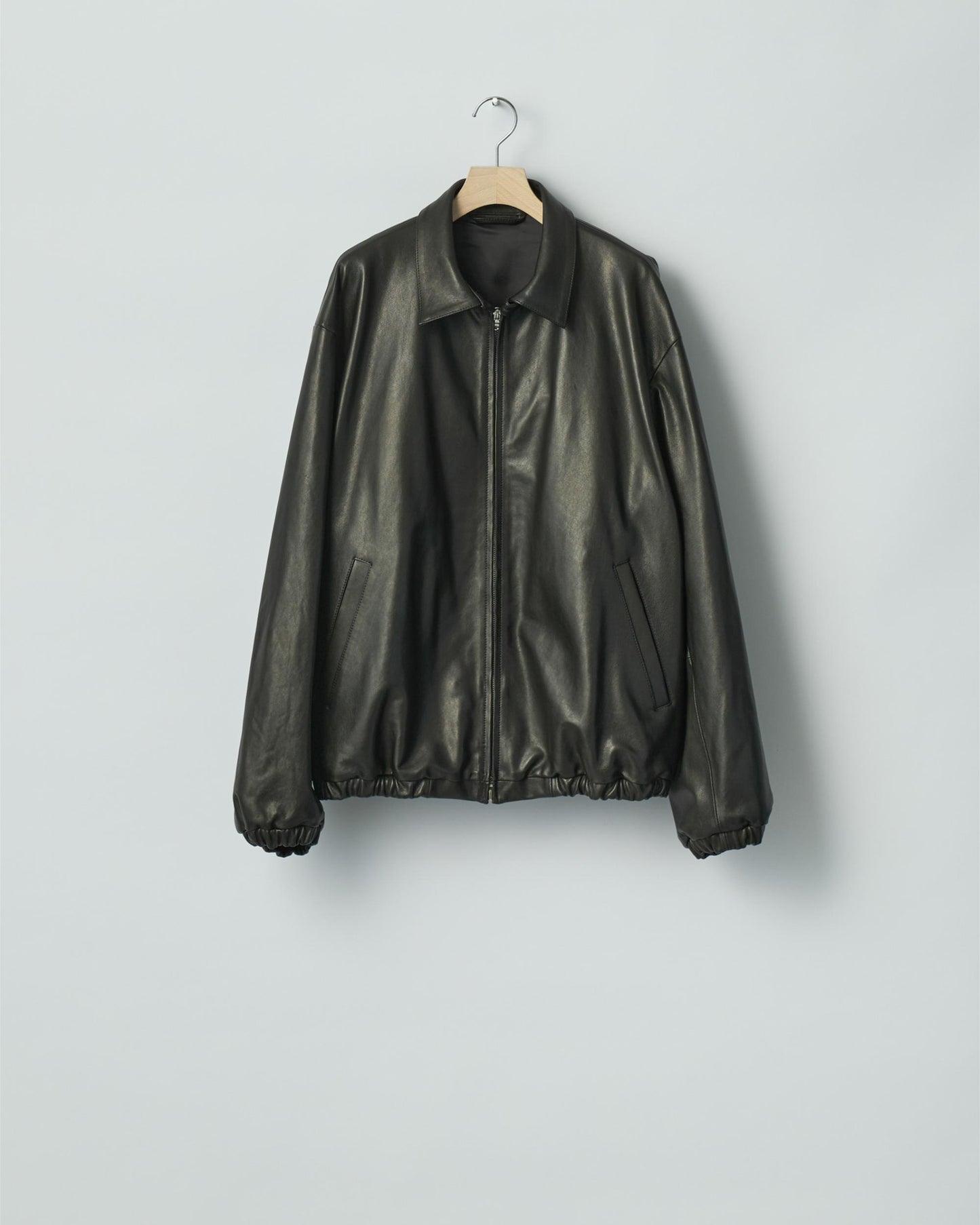 LAMBS LEATHER LIGHT ZIP JACKET  BLACK