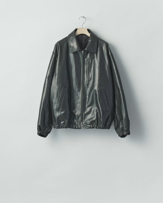 CALF ZIP SHORT JACKET BLACK