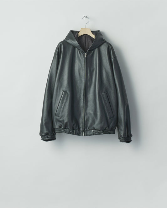LAMB LEATHER HOOD JACKET BLACK