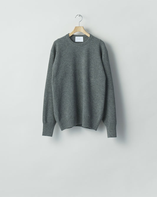 EXTRA FINE WOOL KNIT CREW NECK LS  GREY