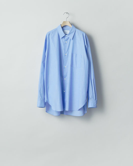 SMOOTH COTTON OVERSIZED REGULAR COLLAR SHIRT BLUE