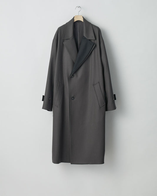 DOUBLE LAPELED DOUBLE BREASTED COAT   GREY KHAKI ×BLACK