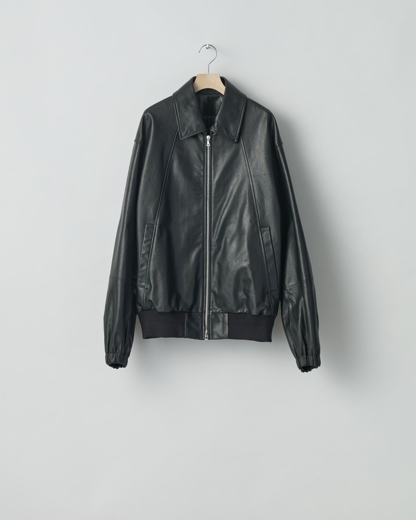 LEATHER ZIP SHORT JACKET   BLACK