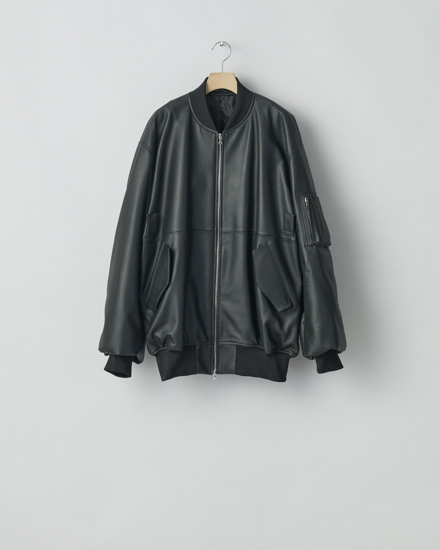 LEATHER FLIGHT JACKET  BLACK