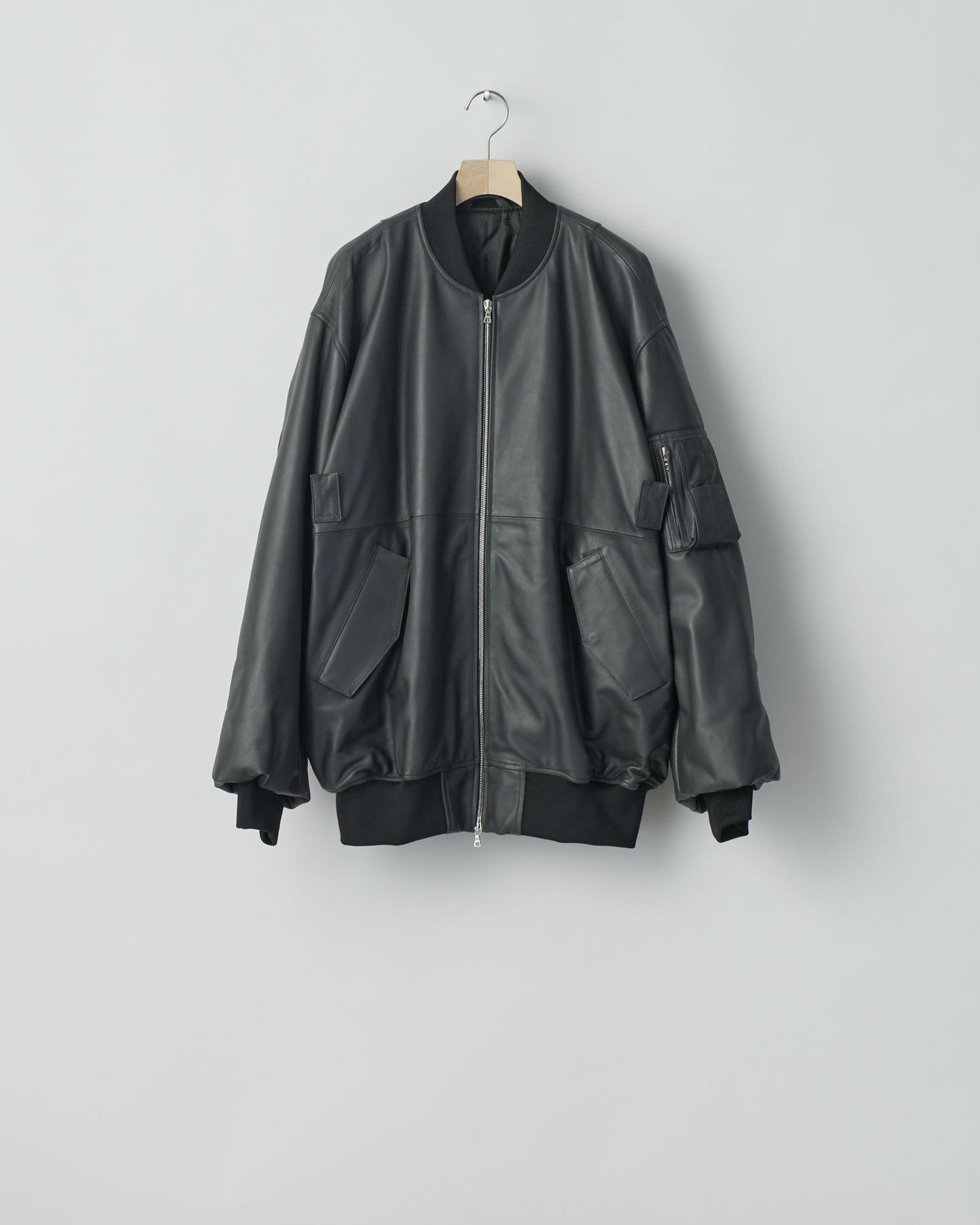 LEATHER FLIGHT JACKET  DARK CHARCOAL