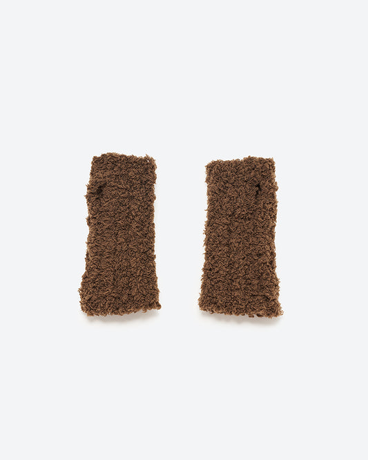 FUR KNIT FINGERLESS GLOVES