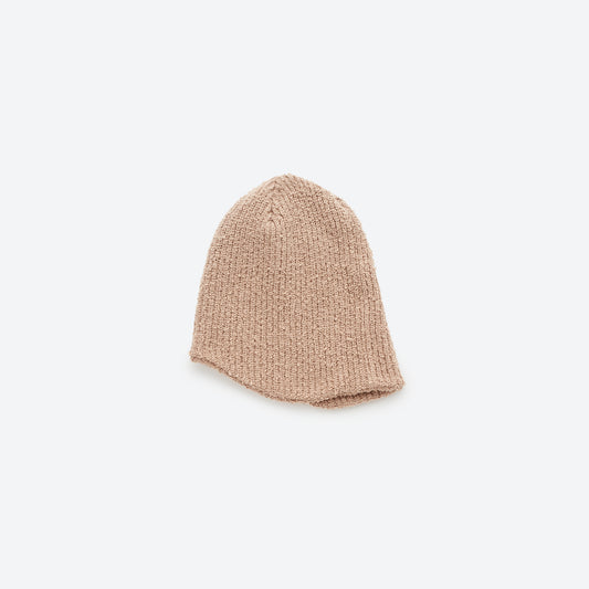 COTTON BOUCLE BACK LONG BEANIE