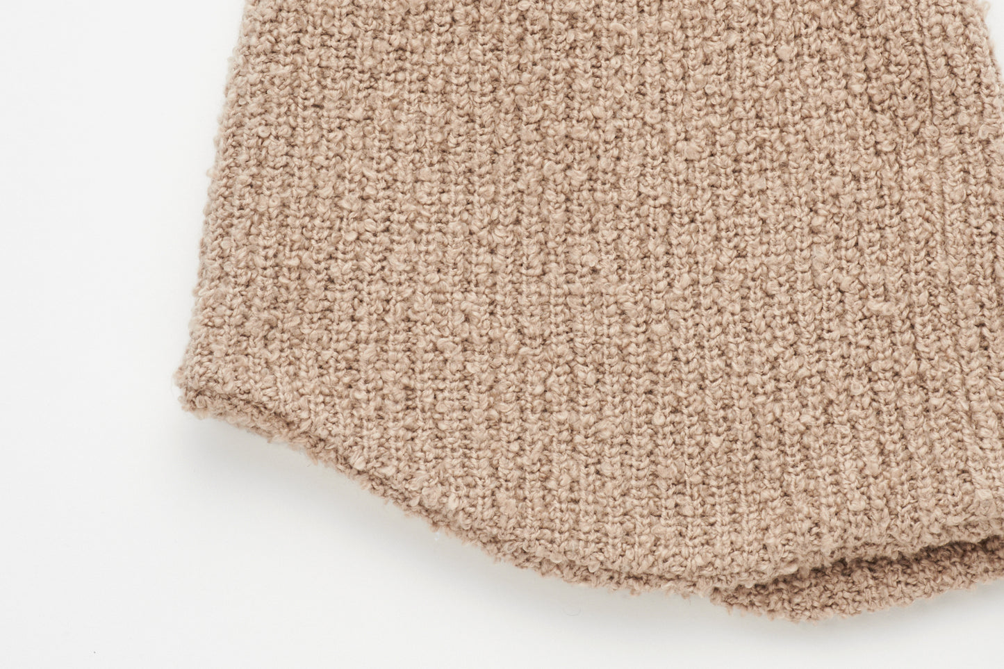 COTTON BOUCLE BACK LONG BEANIE