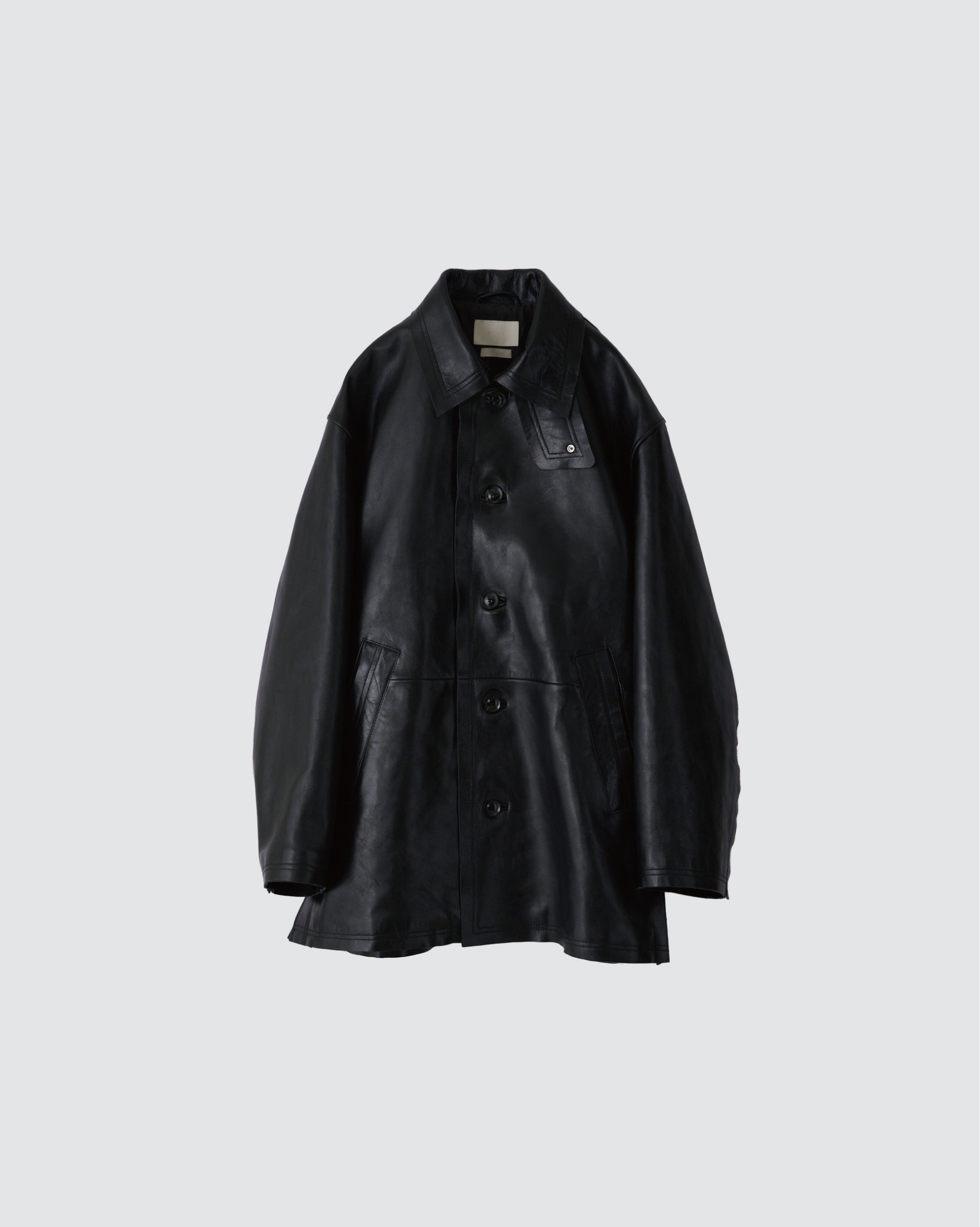 CUT-OFF LEATHER CAR COAT BLACK – TIME AFTER TIME
