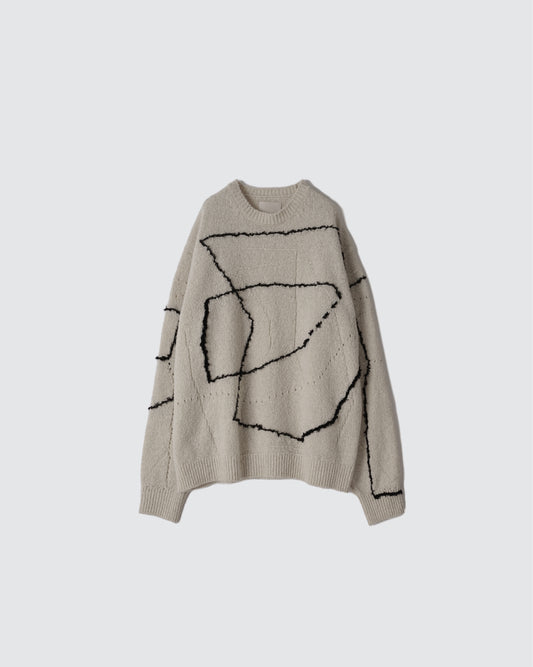 CONTINUOUS LINE EMBROIDERY SWEATER  IVORY