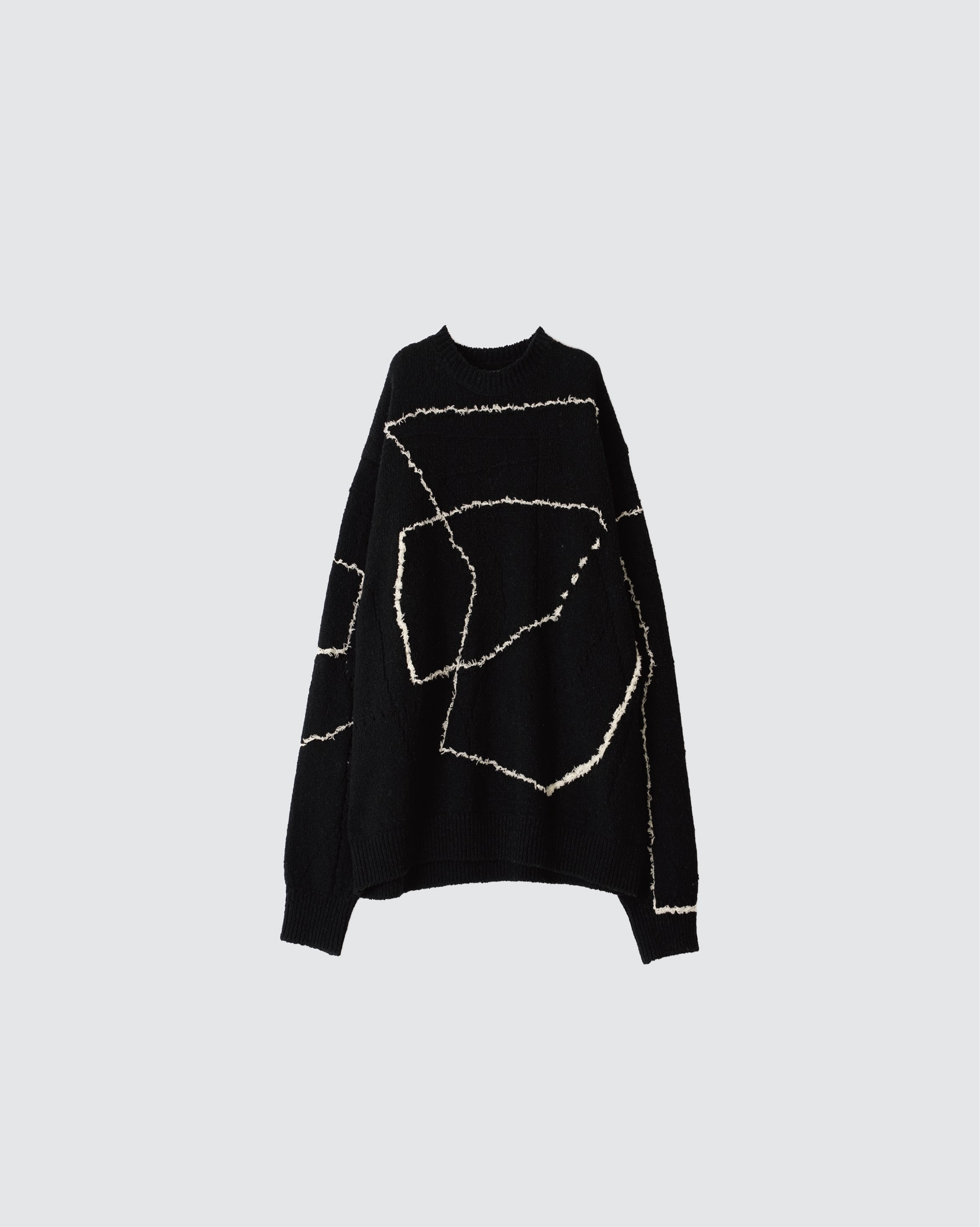 CONTINUOUS LINE EMBROIDERY SWEATER BLACK – TIME AFTER TIME